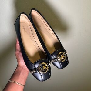 Michael Kors Black Flats with Gold Accent